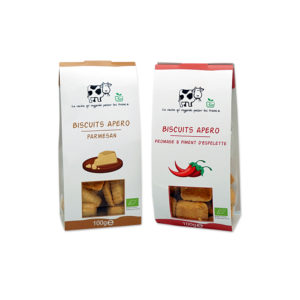 Duo de biscuits apéritifs bio au parmesan et au piment d'espolette