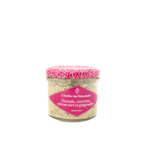 Tartinade de dorade, crevette, citron vert et gingembre